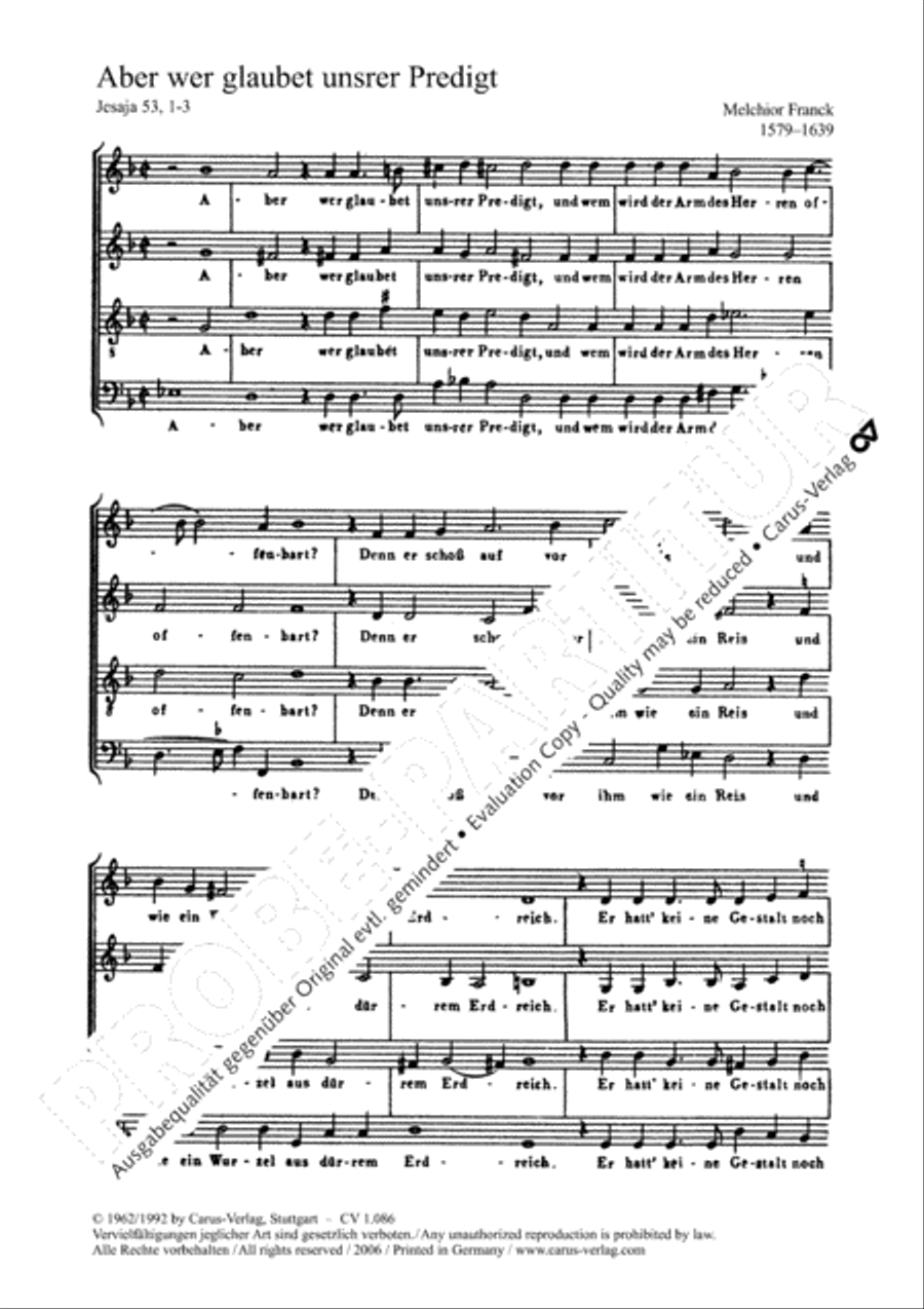 Aber, wer glaubet unsrer Predigt 4-Part scores gallery preview page 2