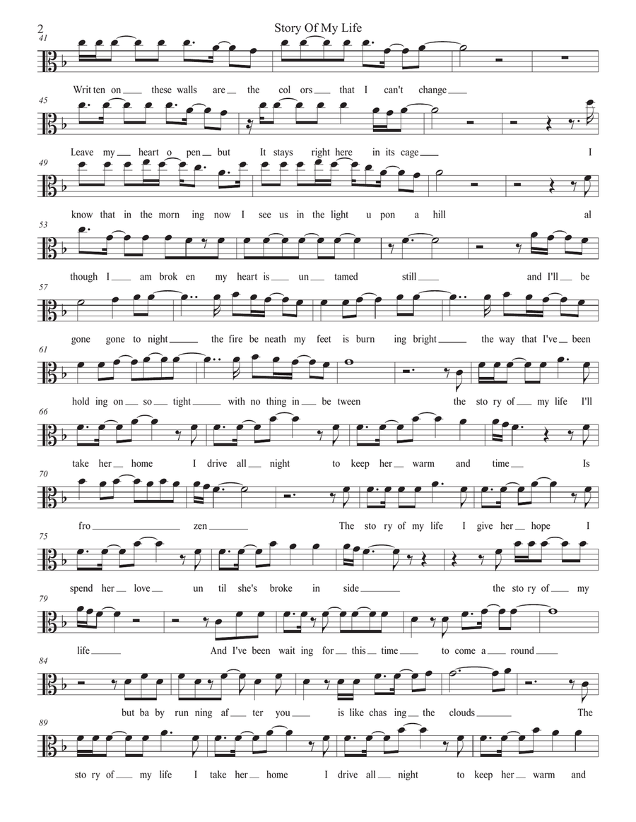 Story Of My Life Viola Solo scores gallery preview page 2