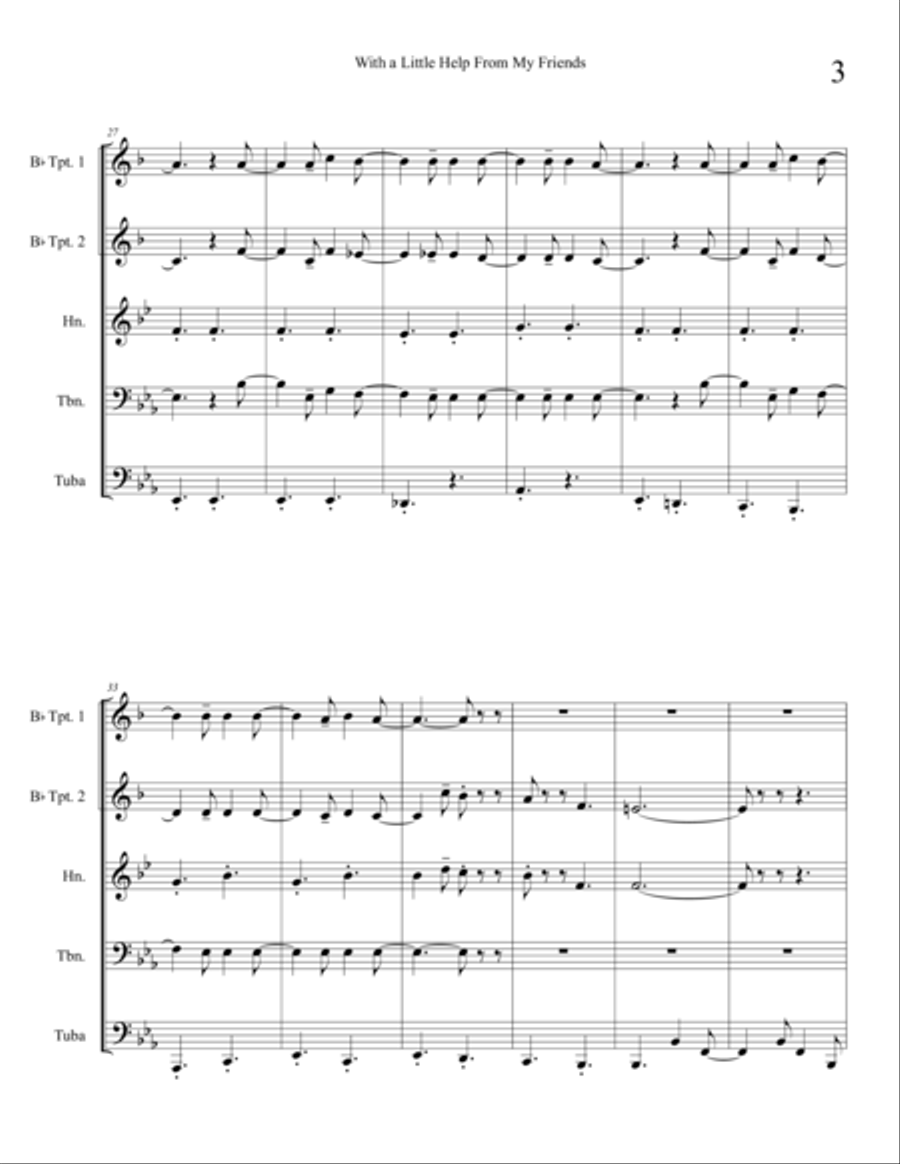 With A Little Help From My Friends Brass Ensemble scores gallery preview page 5