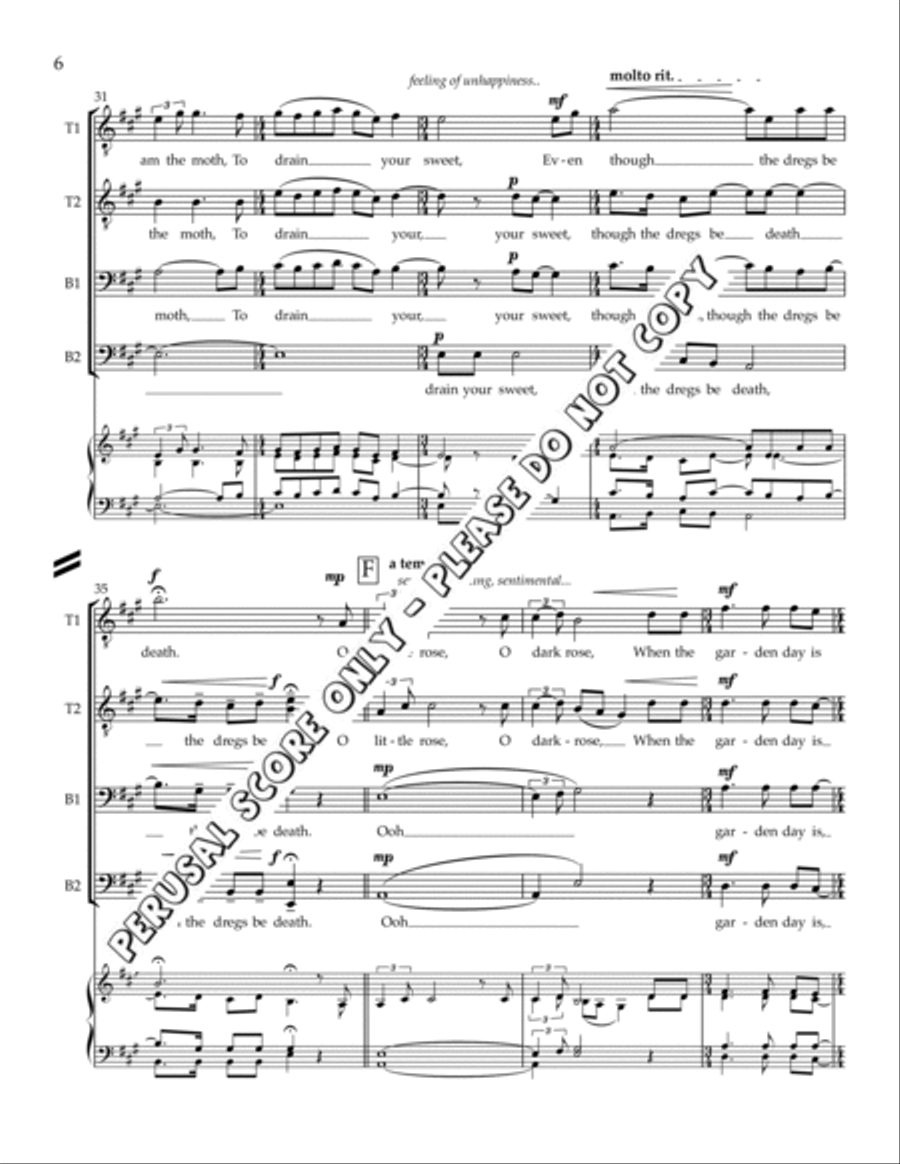 O Little Rose, O Dark Rose TTBB scores gallery preview page 6