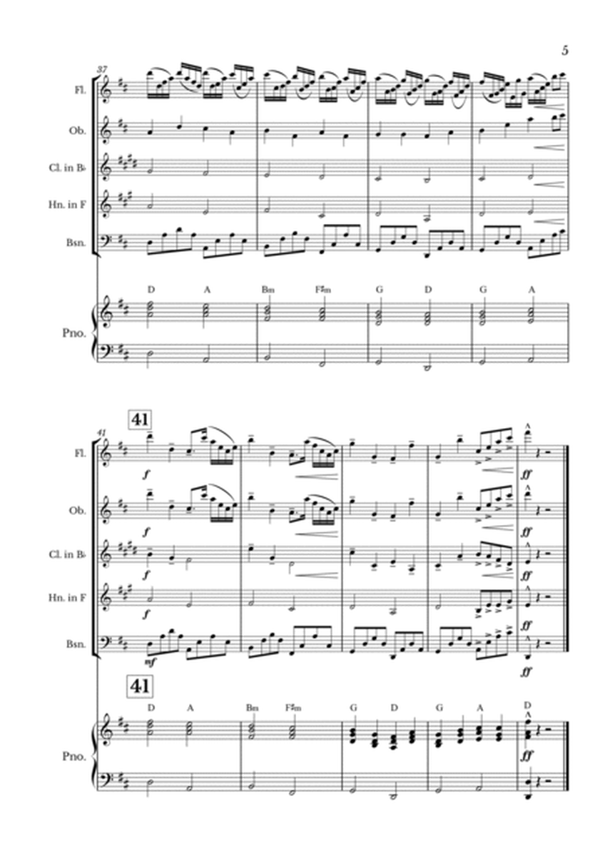 Canon in D for Woodwind Quintet and Piano with chords image number null