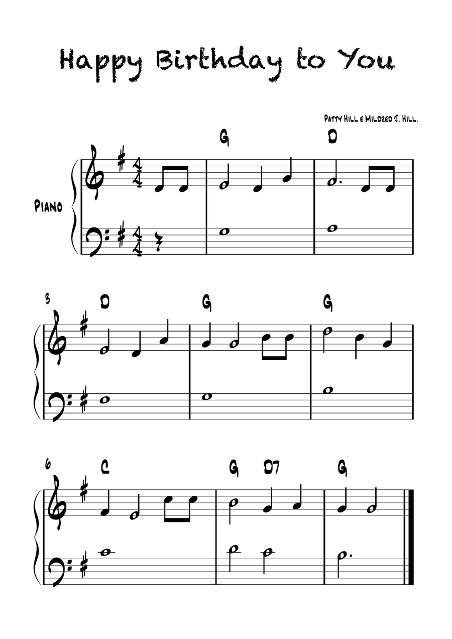 Happy Birthday To You - Easy Piano With Chords Symbols Piano Method scores gallery preview page 1