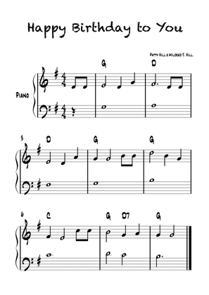 Happy Birthday To You - Easy Piano With Chords Symbols