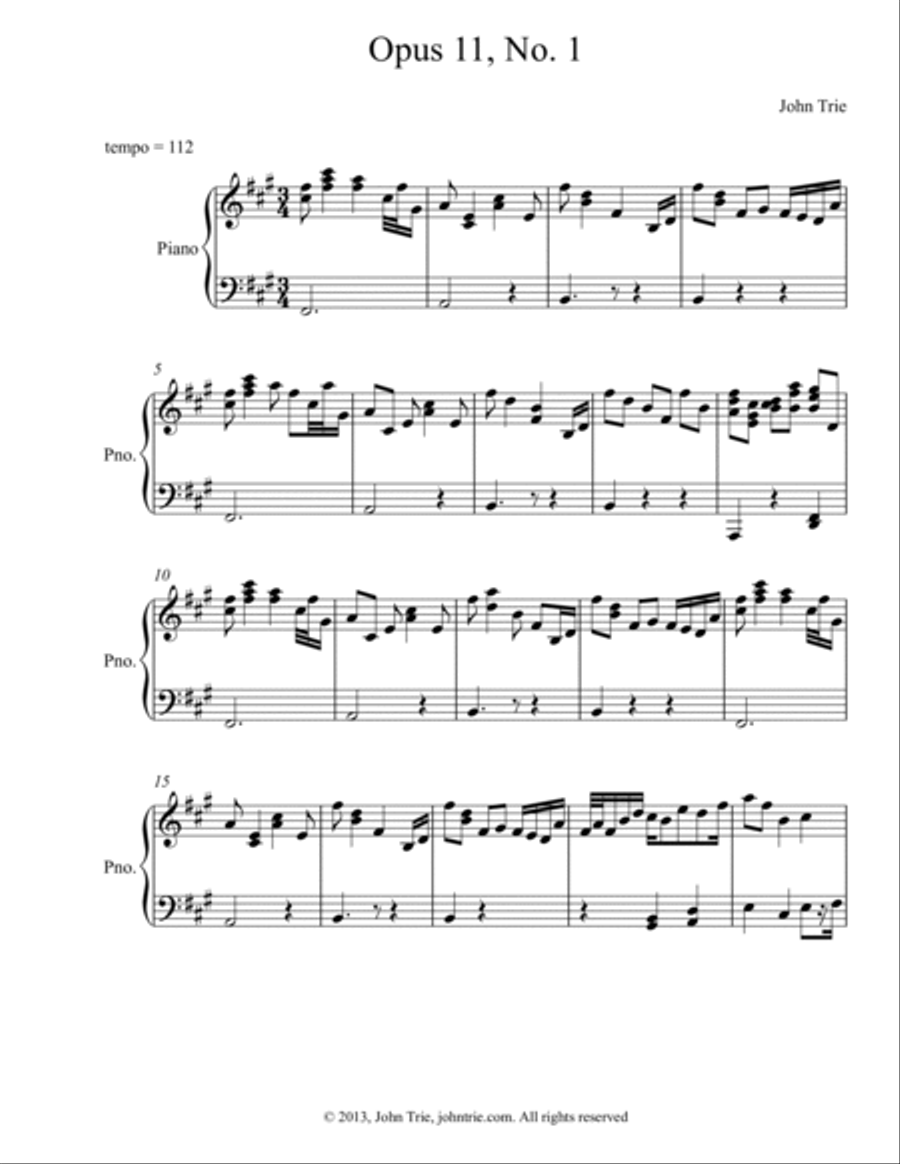 Opus 11, No 1 Piano Solo scores gallery preview page 2