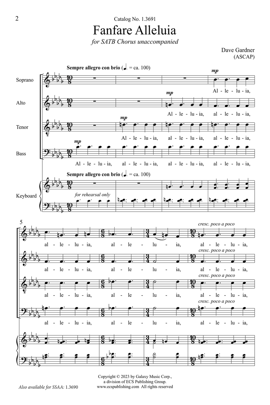 Fanfare Alleluia 4-Part scores gallery preview page 2