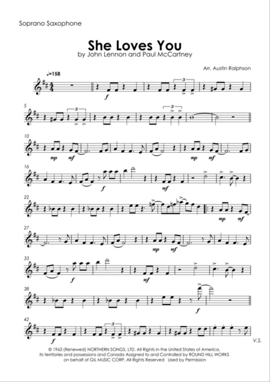 She Loves You Saxophone Quartet scores gallery preview page 3