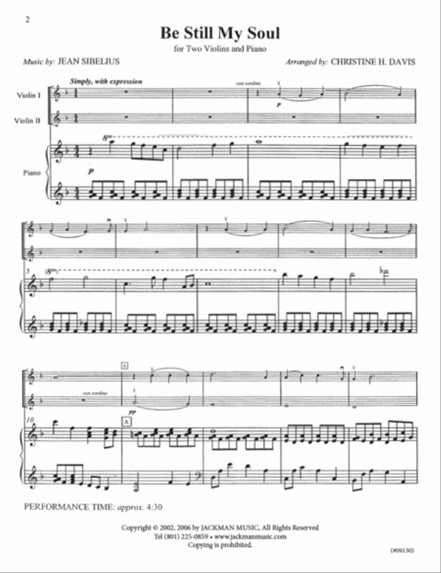 Be Still My Soul - Violin Duet with Piano String Duet scores gallery preview page 2