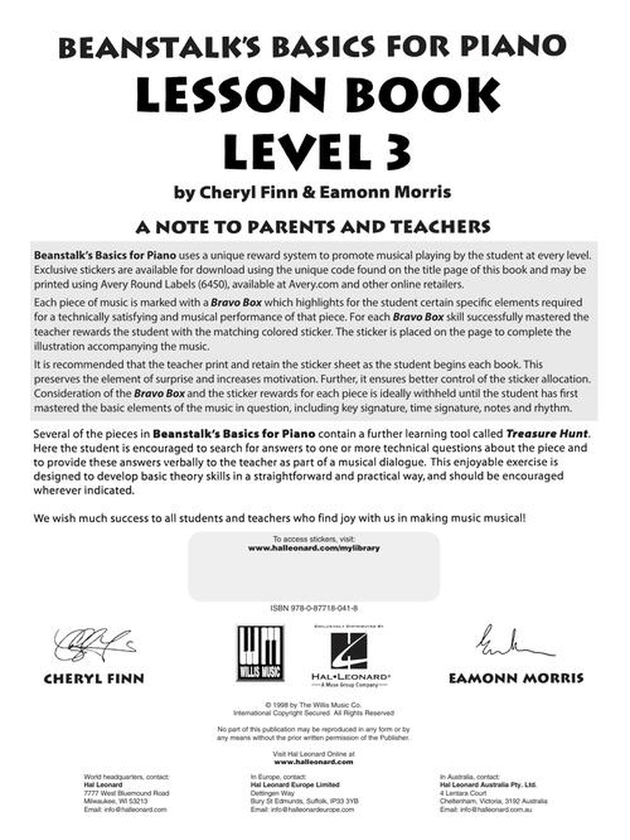 Beanstalk's Basics for Piano Piano Method scores gallery preview page 3