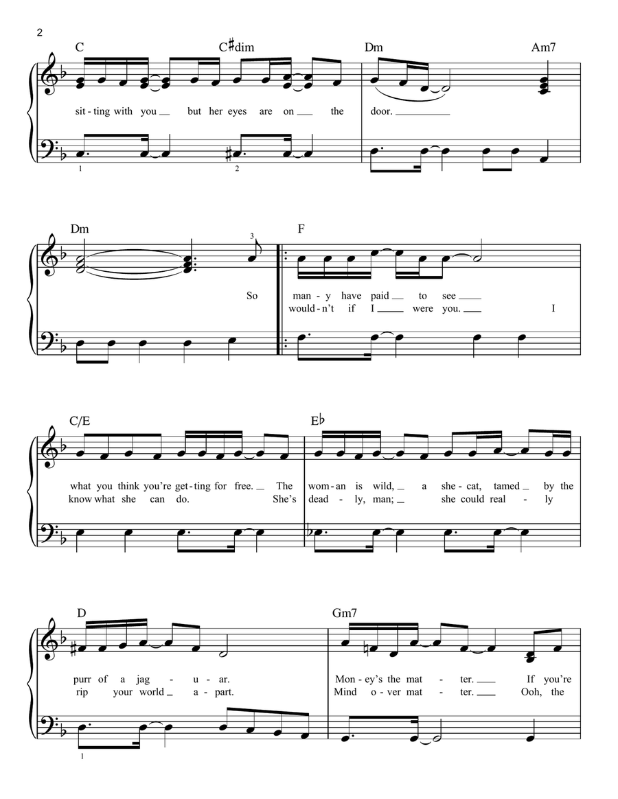 Maneater Easy Piano scores gallery preview page 2