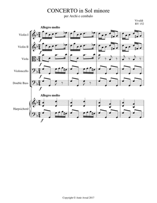 Book cover for Vivaldi Concerto for String Orchestra in G minor RV 152