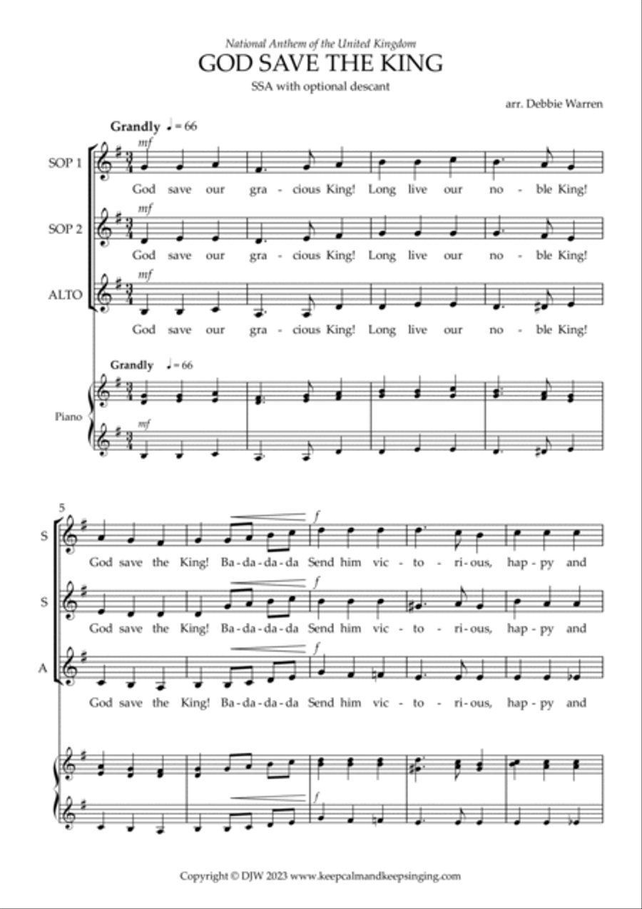 God Save the King (UK National Anthem) SSA SSA scores gallery preview page 2