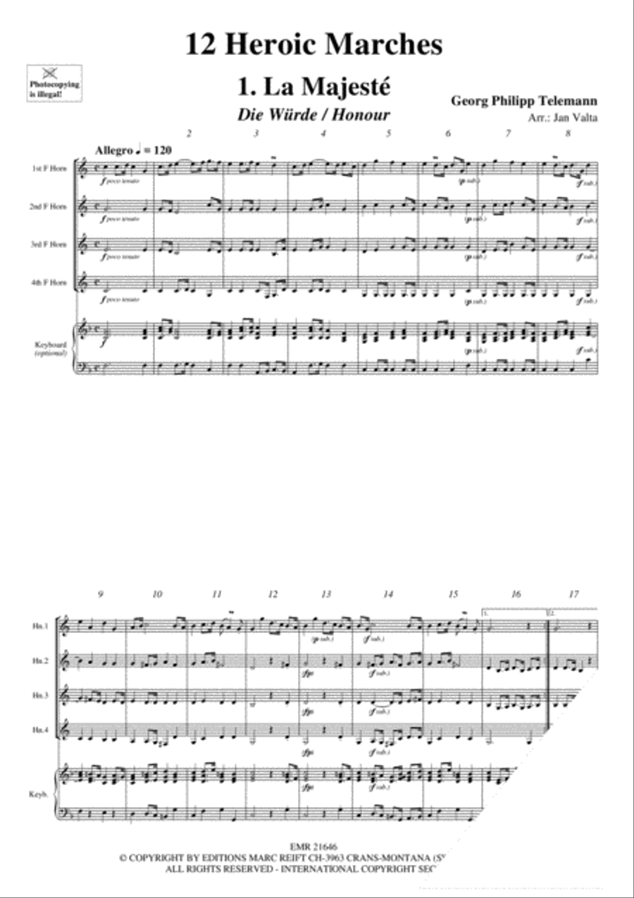 12 Heroic Marches French Horn Quartet scores gallery preview page 3