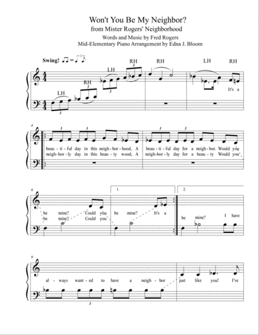 Won't You Be My Neighbor? (it's A Beautiful Day In The Neighborhood) Easy Piano scores gallery preview page 2