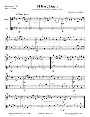 Bach: 14 Easy Duets for Violin & Viola