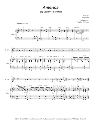 America (My Country, 'Tis of Thee) (Bb-Trumpet solo and Piano) (Easy Version)
