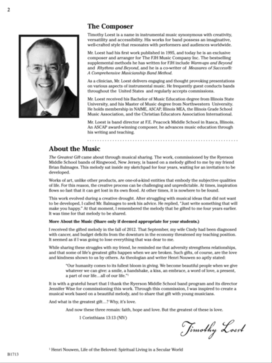 The Greatest Gift: Score Concert Band scores gallery preview page 2