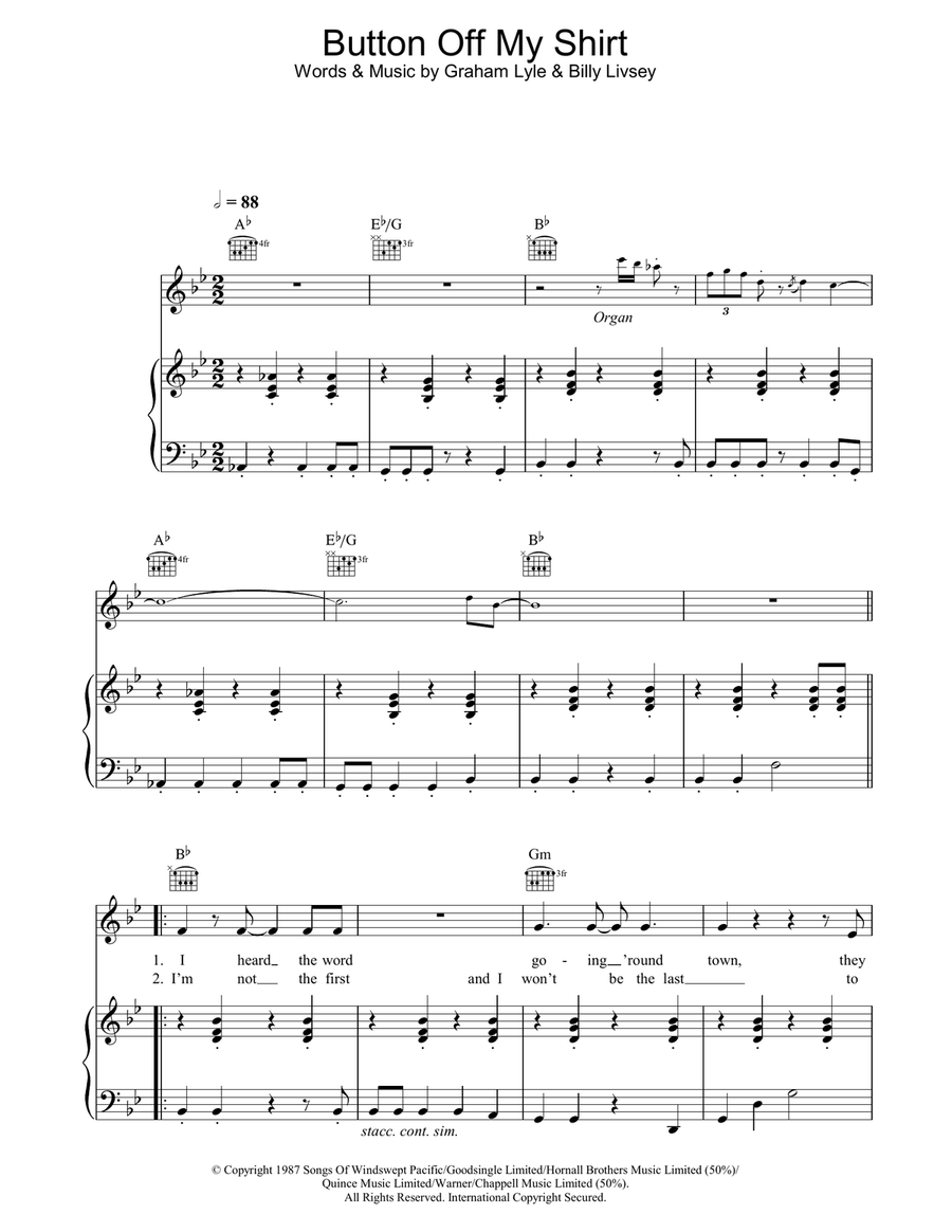 Button Off My Shirt Acoustic Guitar scores gallery preview page 1