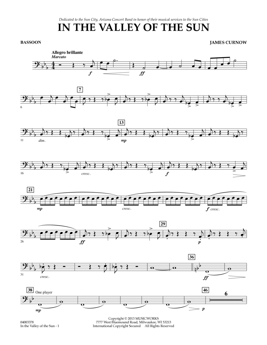 In the Valley of the Sun - Bassoon Concert Band scores gallery preview page 1