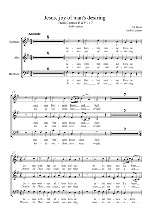 Johann Sebastian Bach - Jesus, joy of man's desiring (SAB Choir)