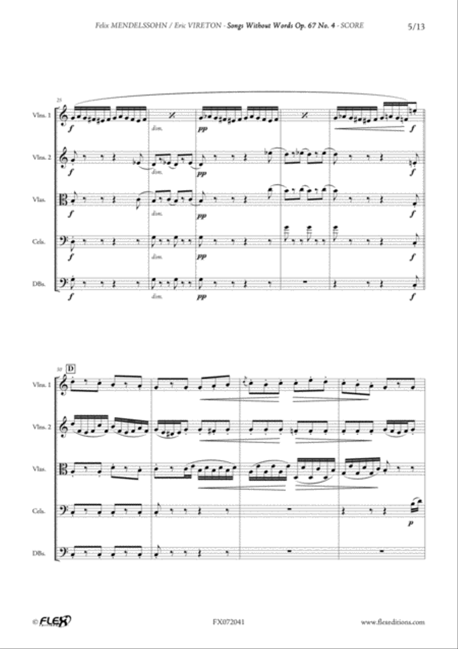 Songs Without Words Opus 67 No. 4 Orchestra scores gallery preview page 5