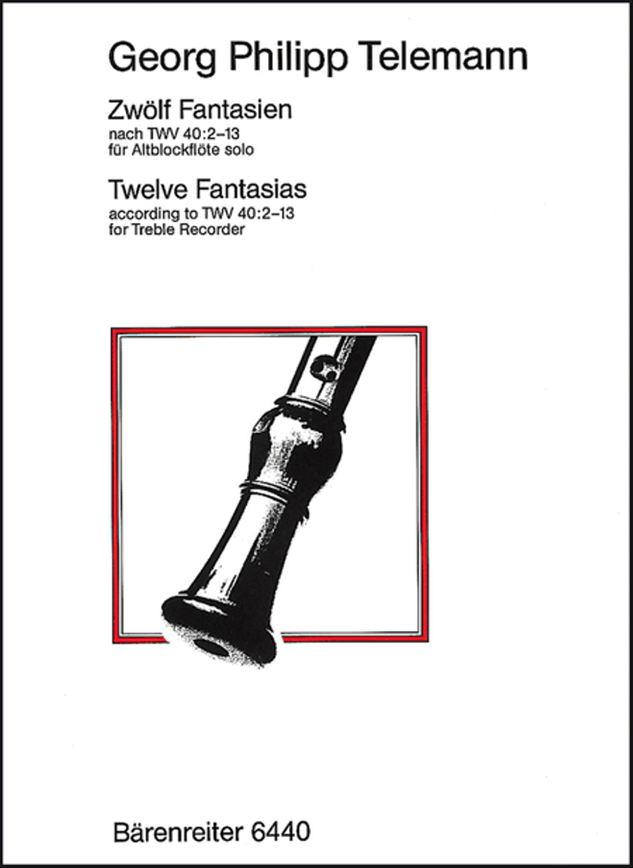 Zwolf Fantasien for Solo Recorder Alto Recorder scores gallery preview page 1