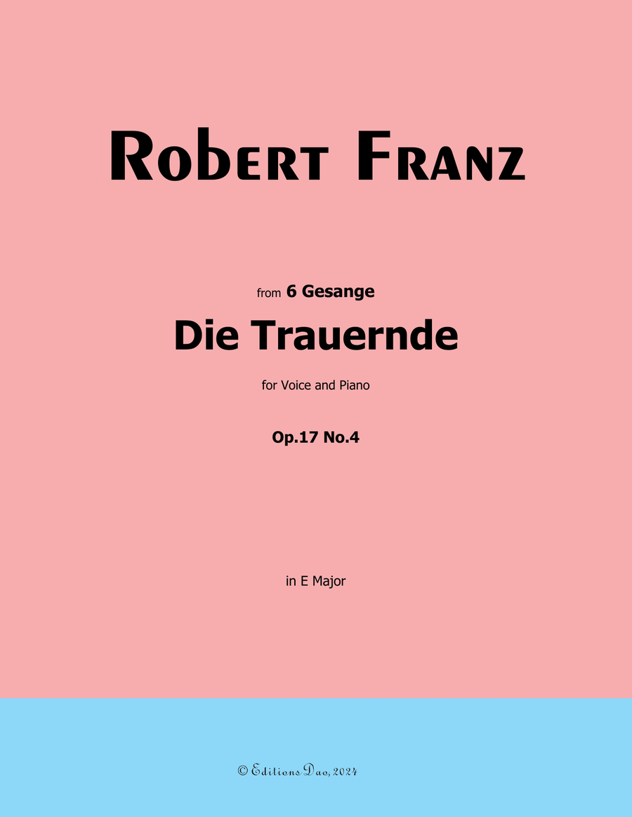 Die Trauernde, by Robert Franz, in E Major Voice scores gallery preview page 1
