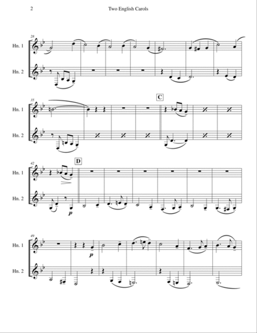 Two English Carols (Coventry Carol; What Child Is This?) Brass Duet scores gallery preview page 2