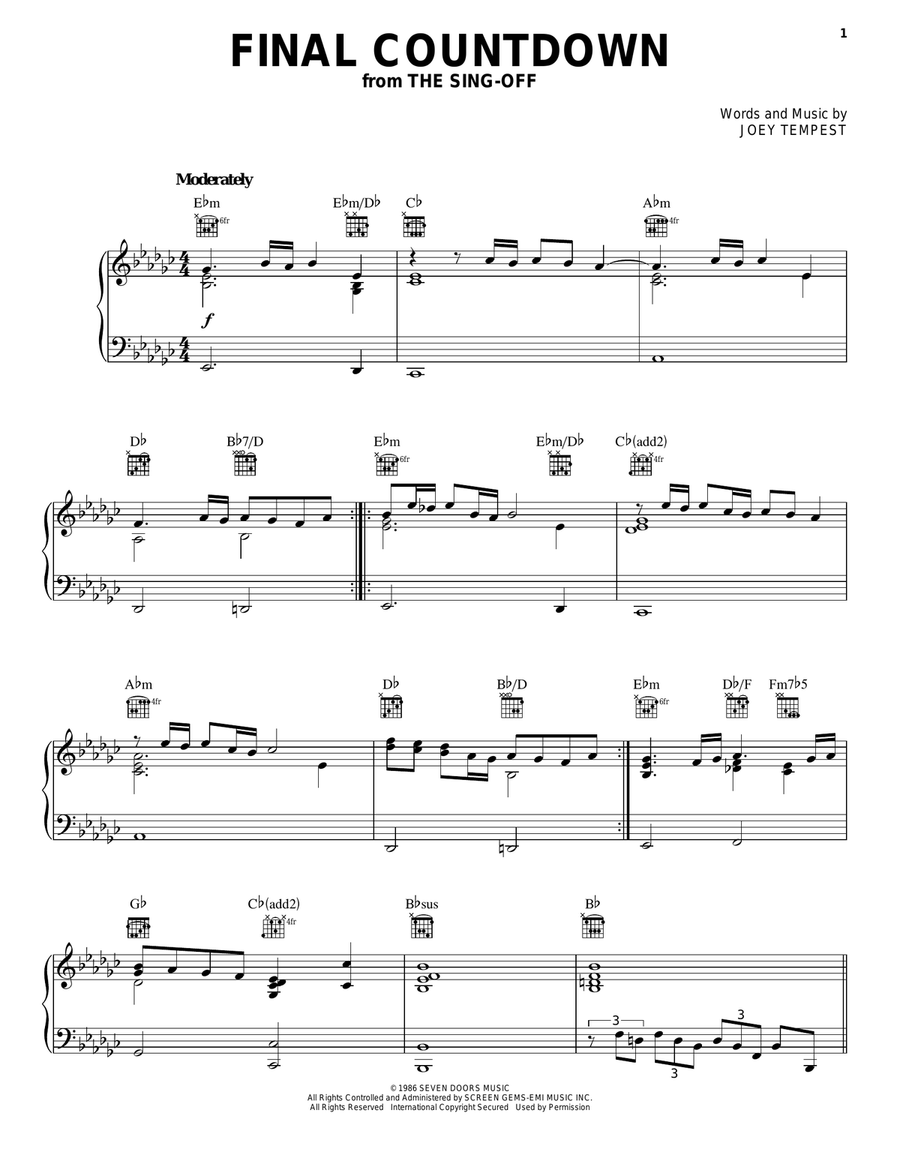 Final Countdown Acoustic Guitar scores gallery preview page 1
