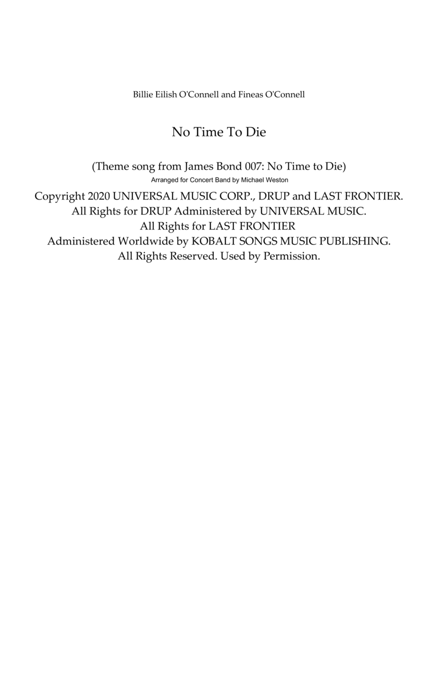 No Time To Die Concert Band scores gallery preview page 1