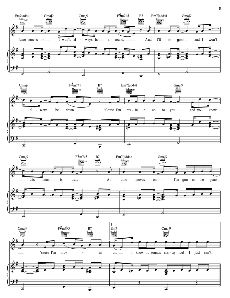 Movin' On Piano, Vocal, Guitar scores gallery preview page 3