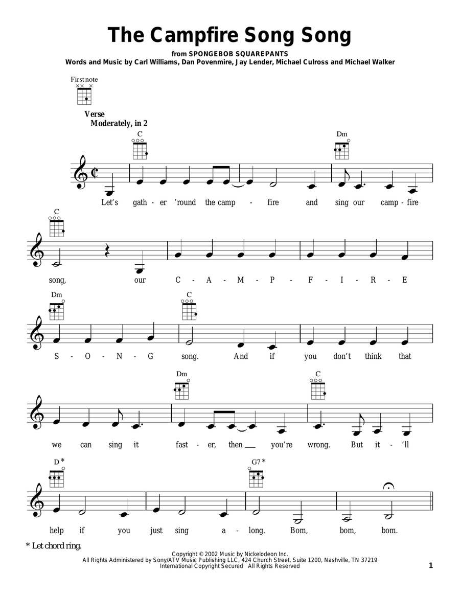 The Campfire Song Song Ukulele scores gallery preview page 1