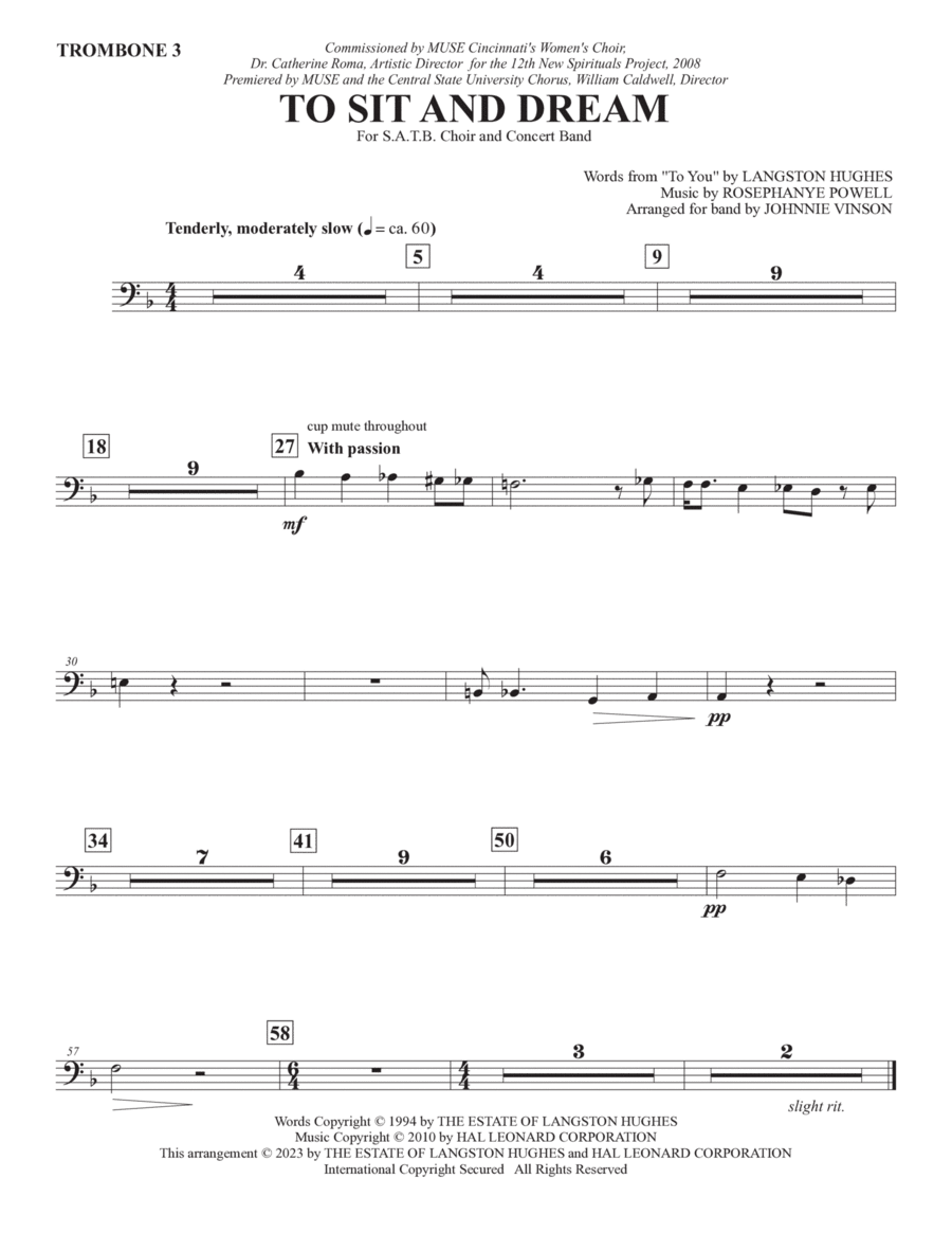 To Sit And Dream (Band Accompaniment) - Trombone 3 Choir scores gallery preview page 1