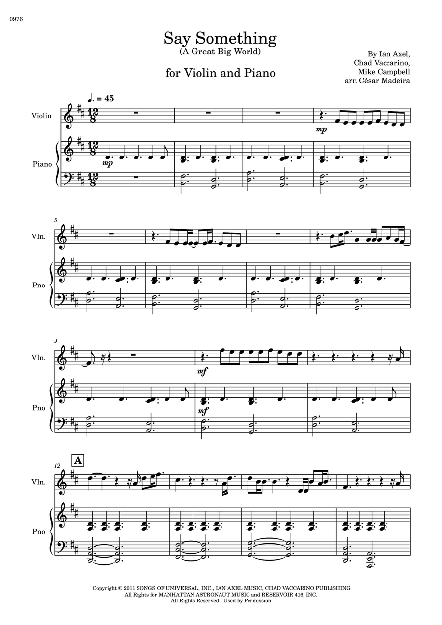 Say Something Violin Solo scores gallery preview page 2