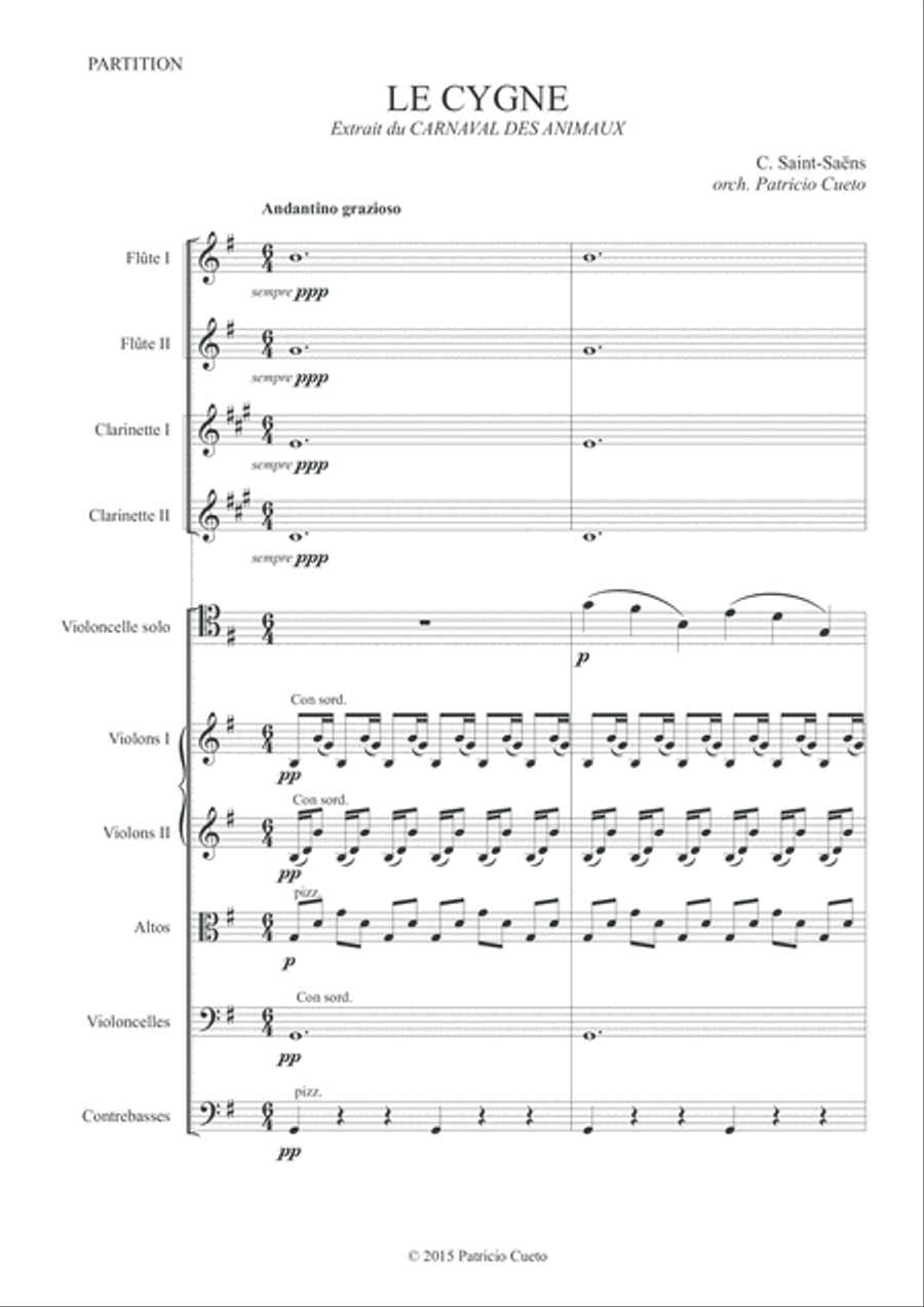 Le Cygne / The Swan - for Violoncello solo and orchestra Small Ensemble scores gallery preview page 3