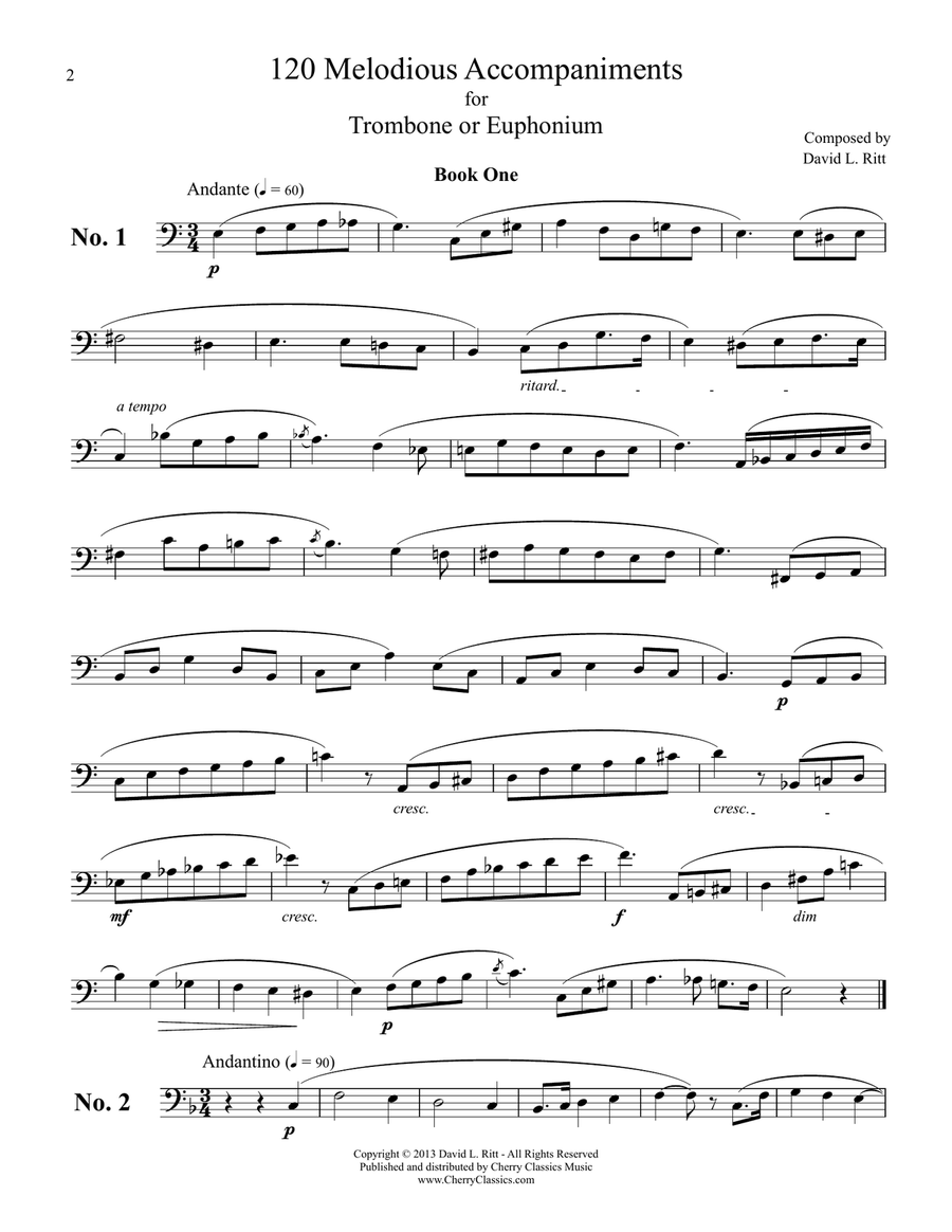 Melodious Accompaniments to Rochut Etudes Book 1 for Trombone or Euphonium Trombone Duet scores gallery preview page 4