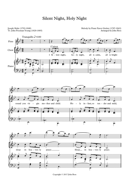 Silent Night, Holy Night (SATB, Flute, Piano) (Words by Young) image number null