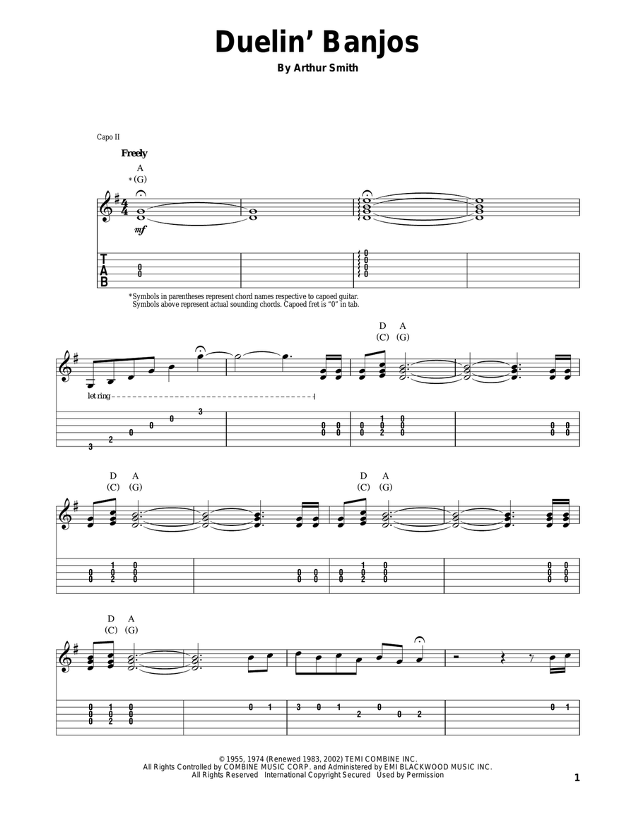Duelin' Banjos Duelin' Banjos Acoustic Guitar scores gallery preview page 1