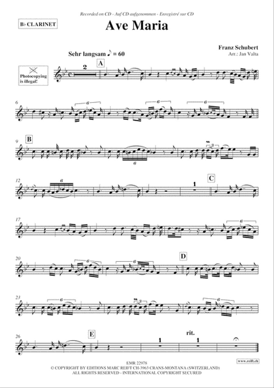 Ave Maria Clarinet Solo scores gallery preview page 3