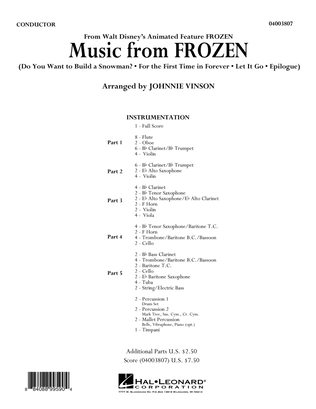 Book cover for Music from "Frozen" - Conductor Score (Full Score)