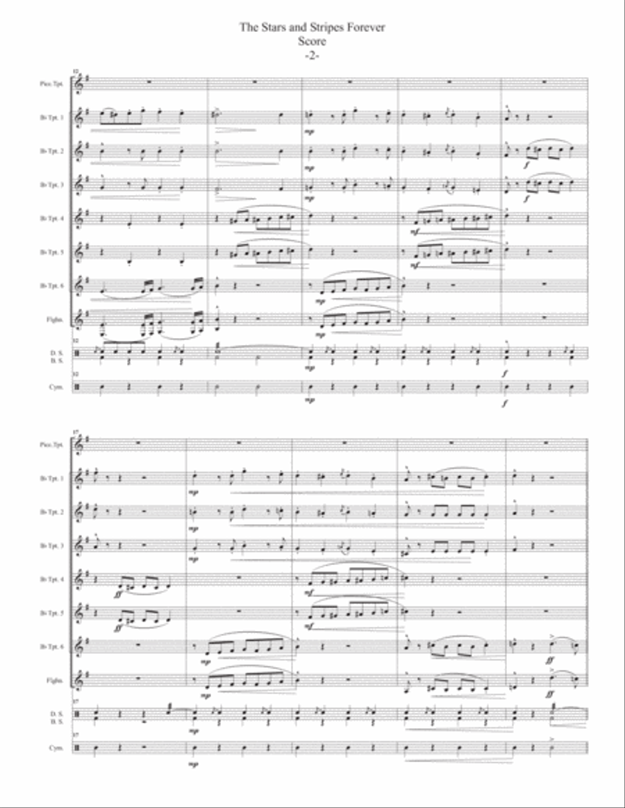 The Stars and Stripes Forever for Trumpet Ensemble with Drums Trumpet Duet scores gallery preview page 3