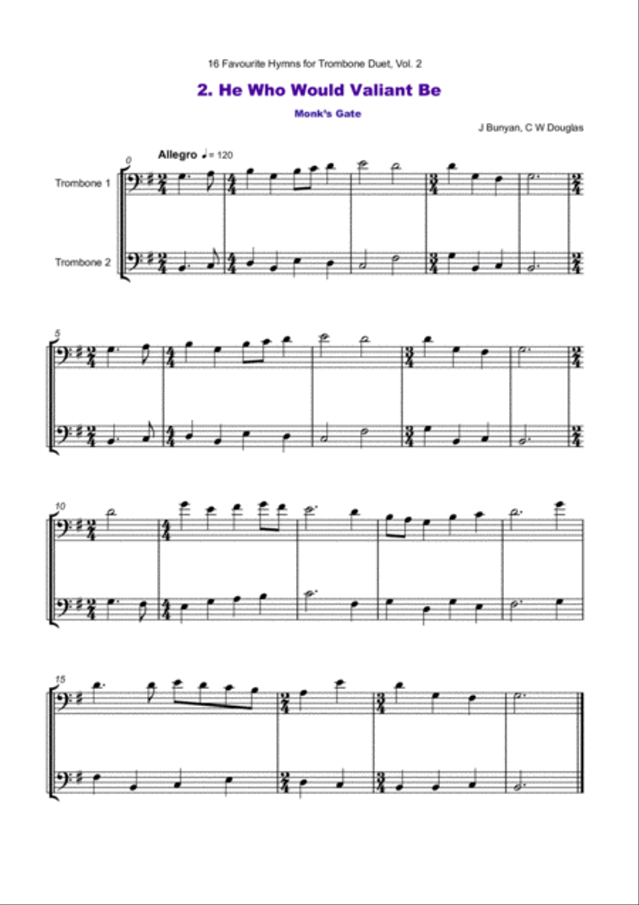 16 Favourite Hymns Vol.2 for Trombone Duet Trombone Duet scores gallery preview page 3
