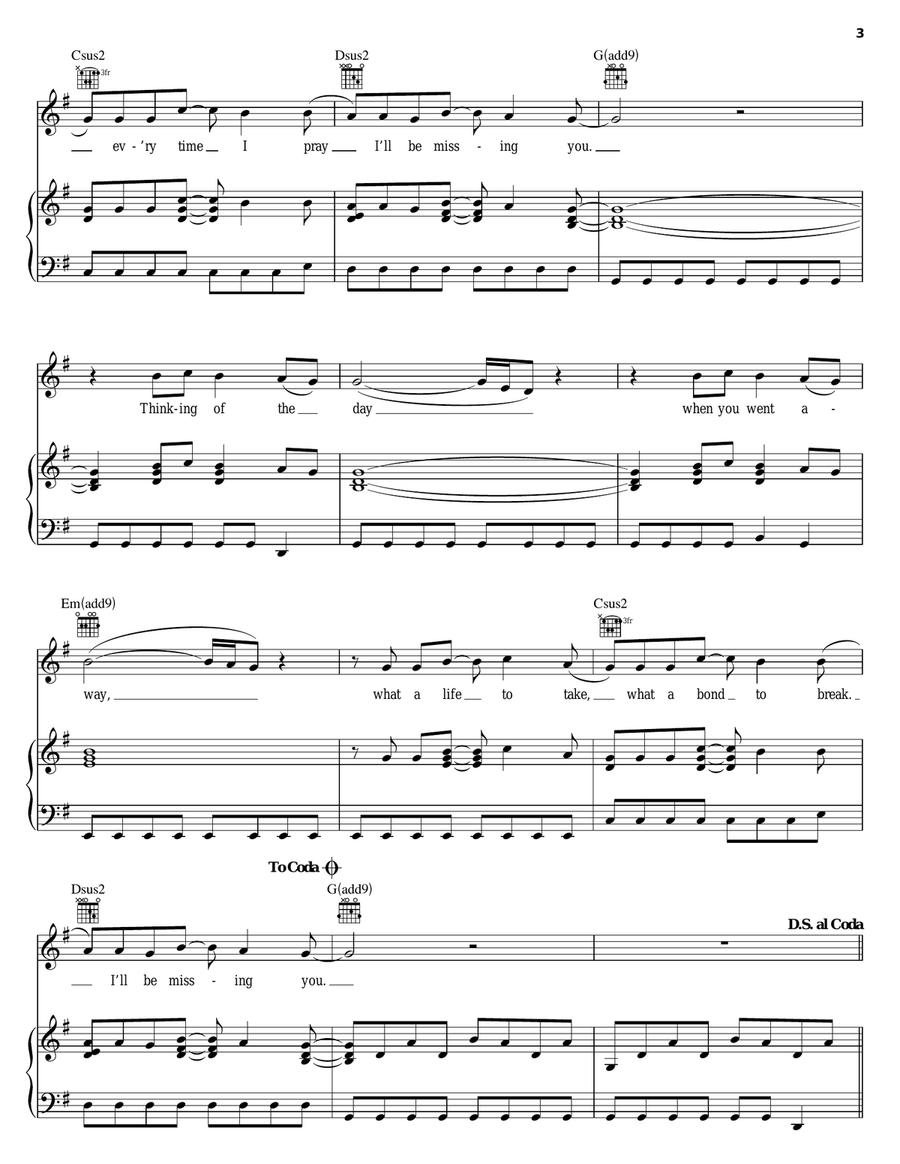 I'll Be Missing You Piano, Vocal, Guitar scores gallery preview page 3