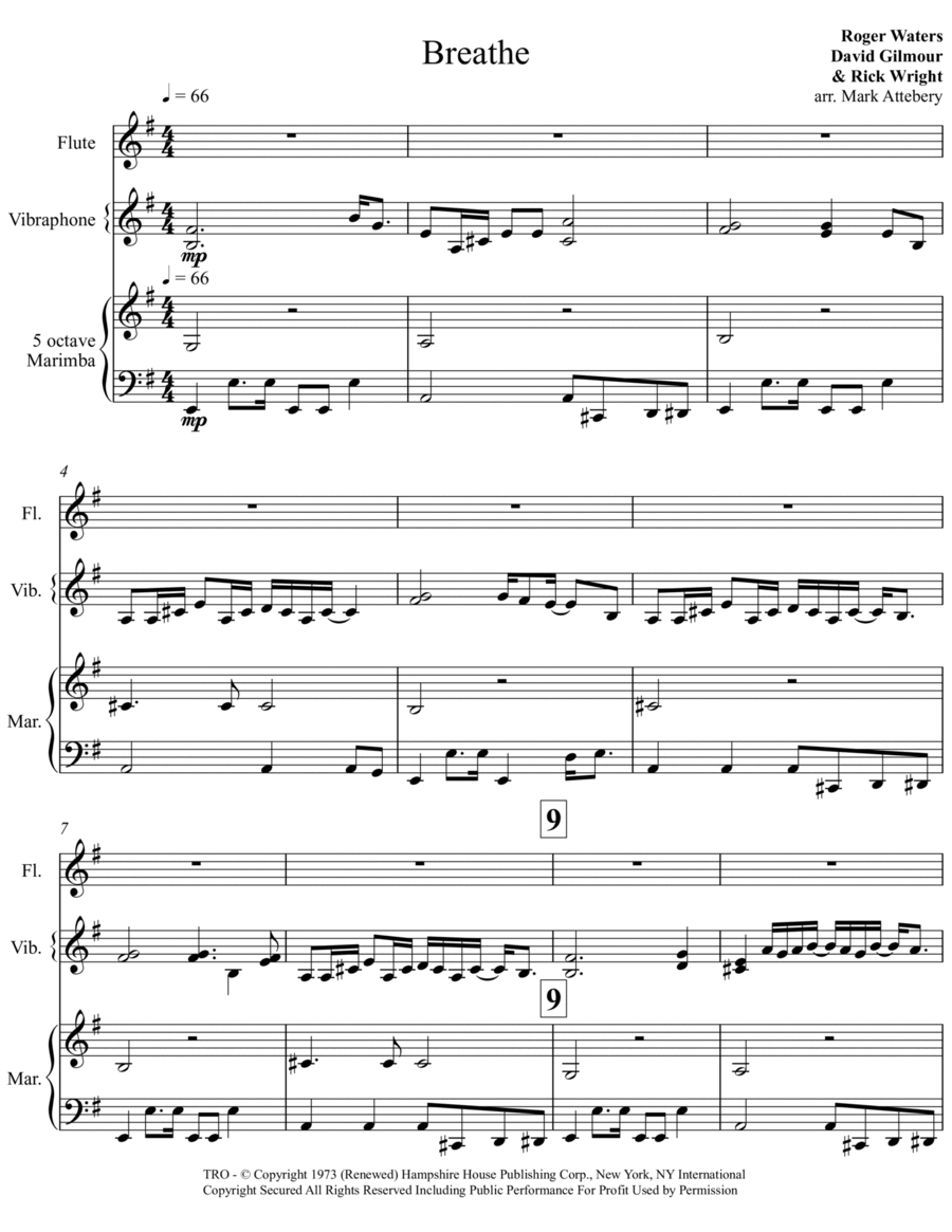 Breathe Small Ensemble scores gallery preview page 1