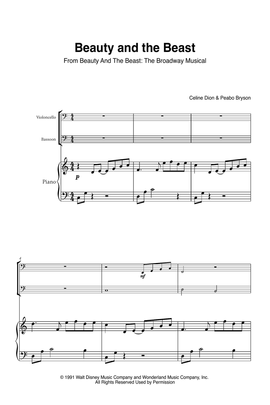 Beauty And The Beast Beauty And The Beast Bassoon scores gallery preview page 1