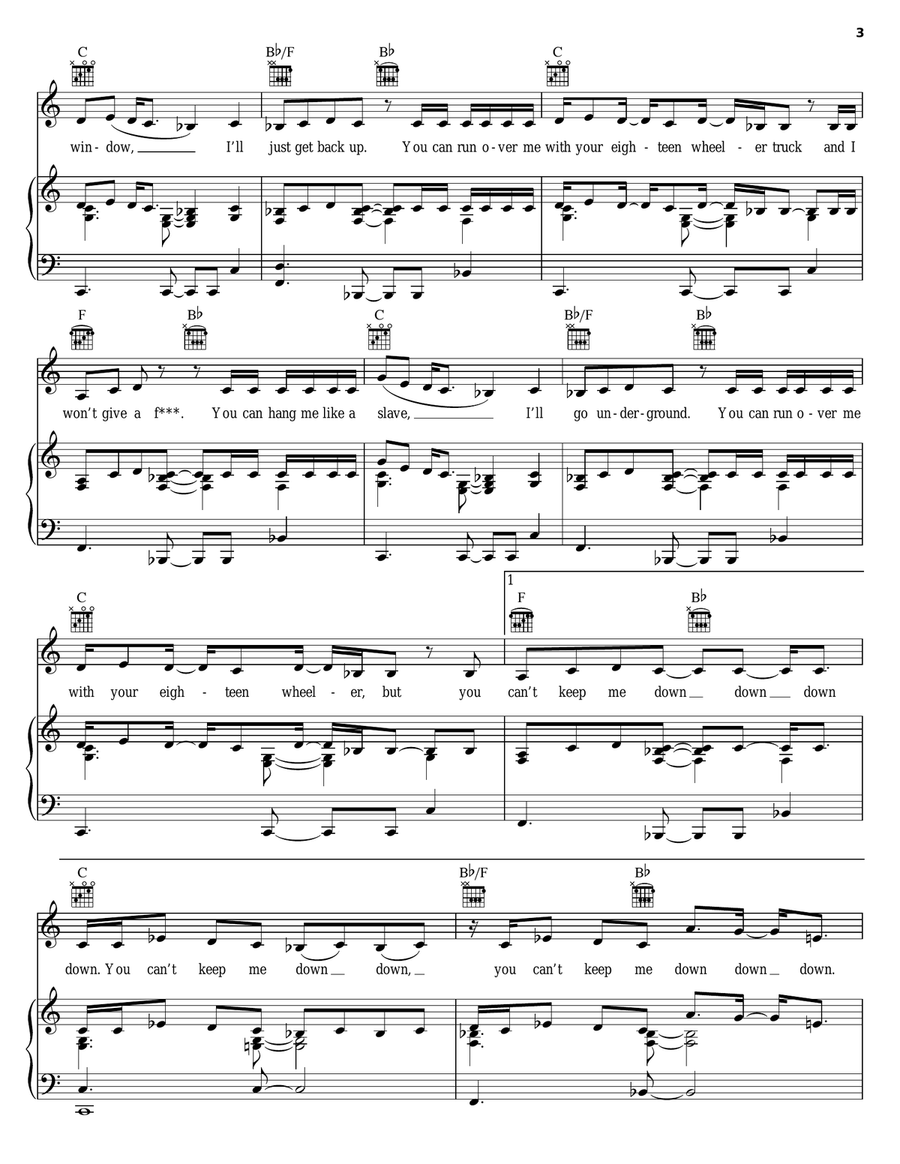 18 Wheeler Piano, Vocal, Guitar scores gallery preview page 3