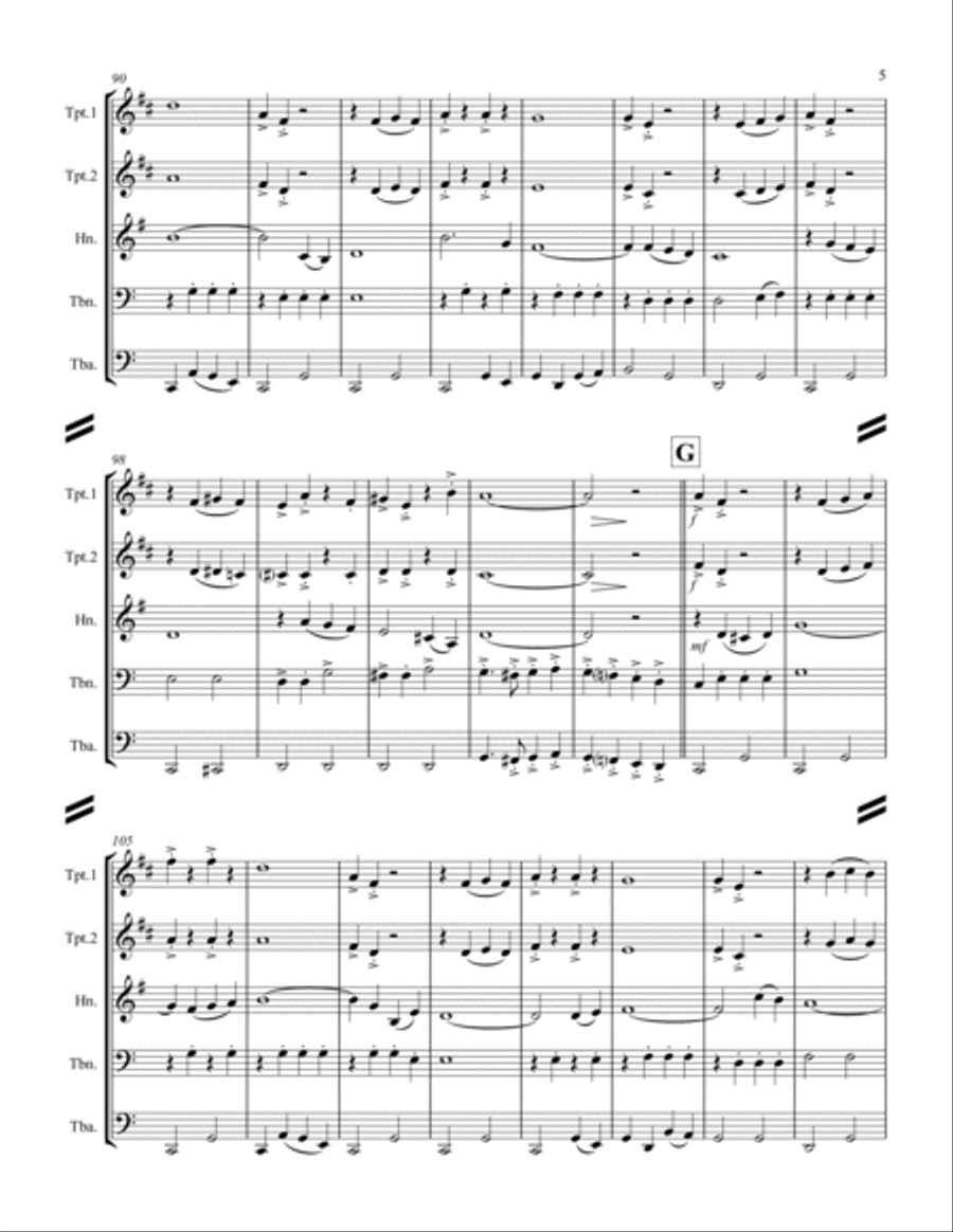 March - “Colonel Bogey” (for Brass Quintet) Brass Quintet scores gallery preview page 6