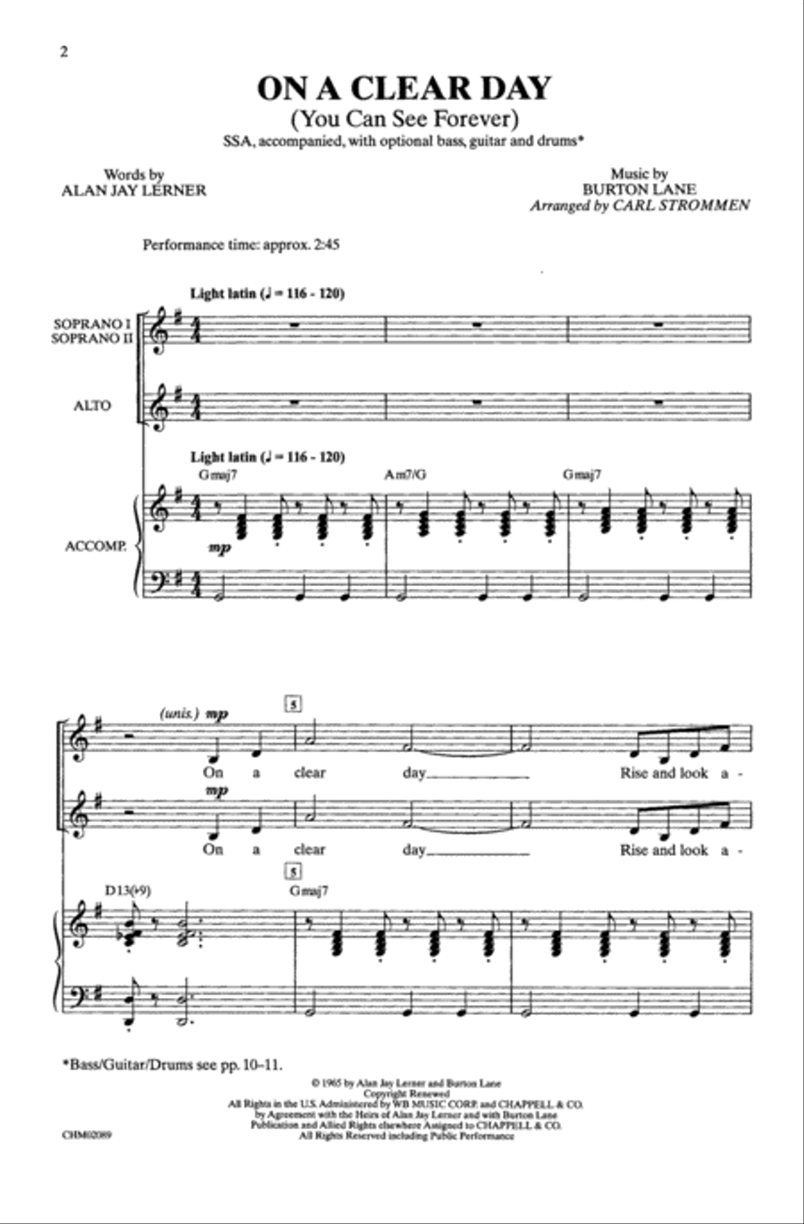 On a Clear Day On a Clear Day Choir scores gallery preview page 1