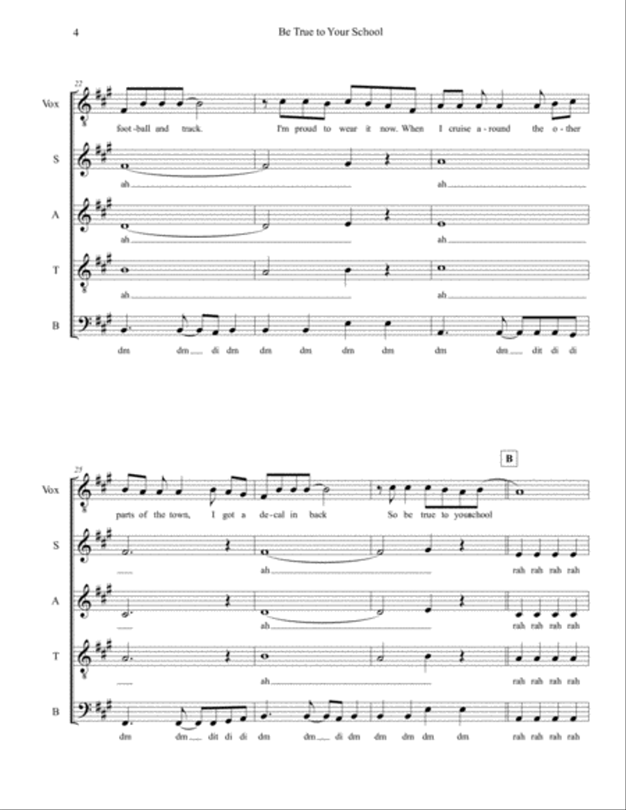 Be True To Your School Be True To Your School 4-Part scores gallery preview page 4