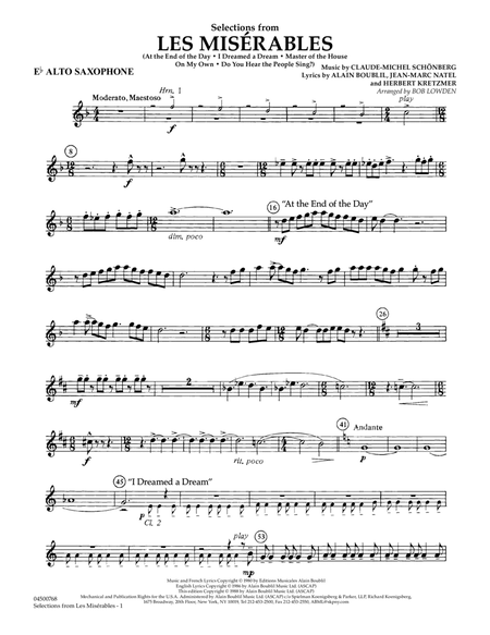 Selections from Les Miserables (arr. Bob Lowden) - Eb Alto Saxophone