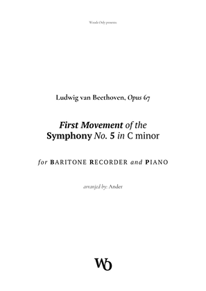 Book cover for Symphony No. 5 by Beethoven for Bass Recorder